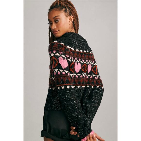 Pilcro by Anthropologie Peace Love Icon Zip Up Sweater Retails $168 - Picture 2 of 12